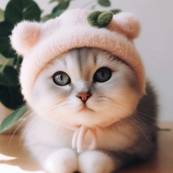 avatar con mèo đội mũ len tai gấu dễ thương