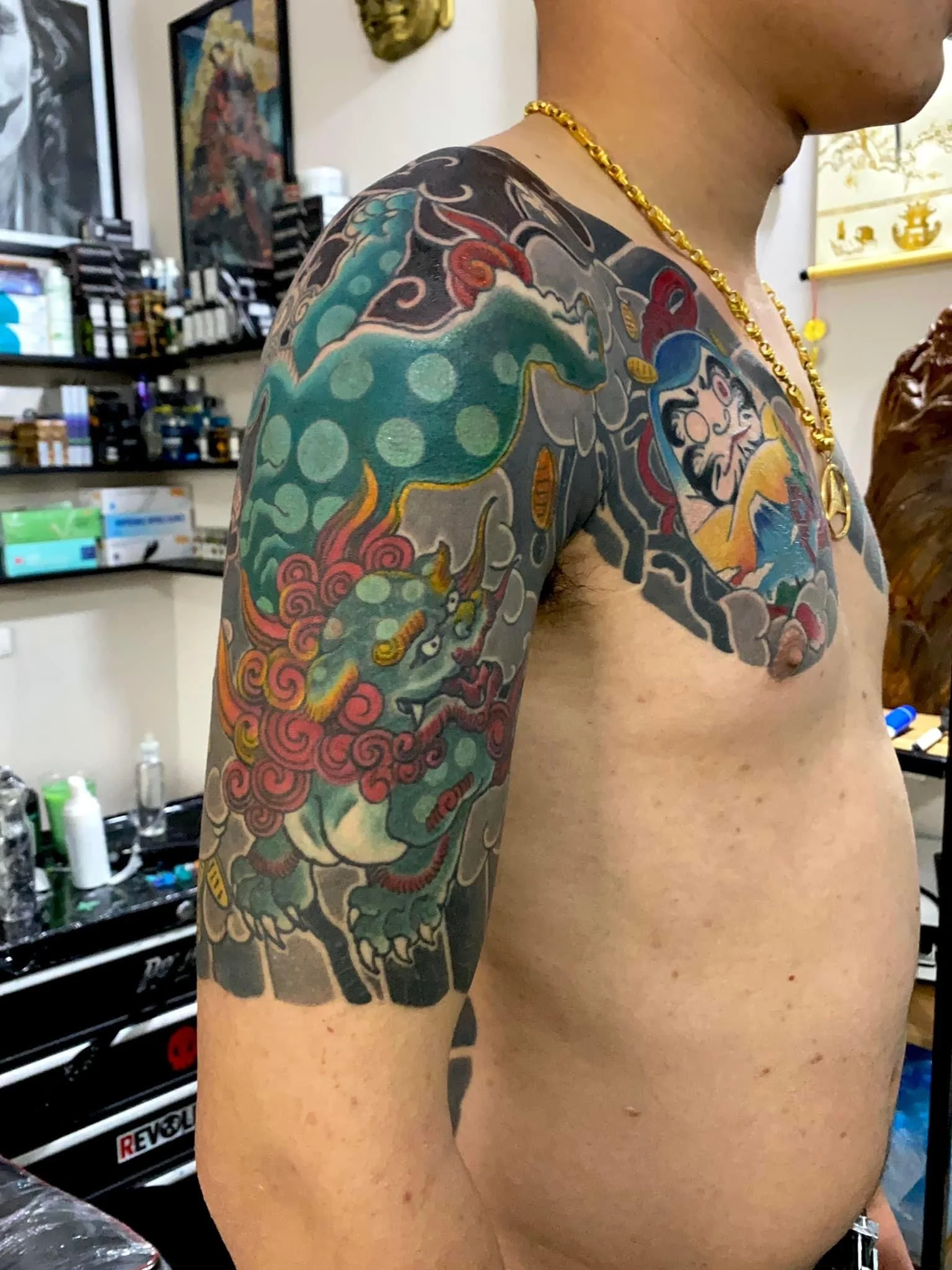 Hình xăm nhật cổ kỳ lân và daruma