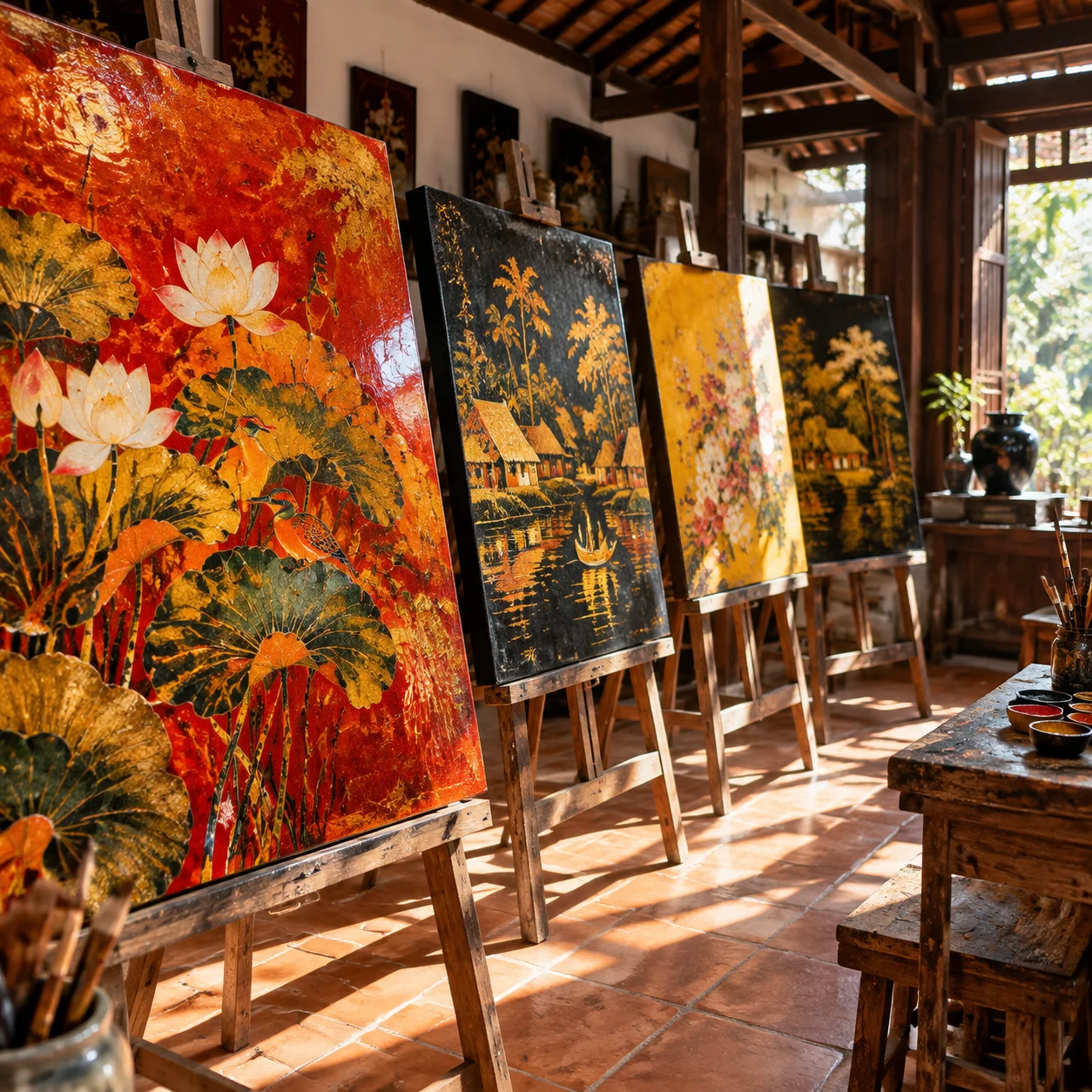 Bộ ảnh tranh sơn mài, tấm 32