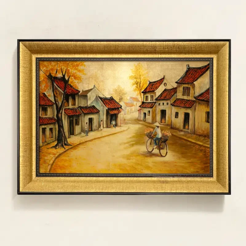 Tranh Phố Cổ Hà Nội Sơn Mài Dát Vàng Nghệ Thuật Đậm Hồn Việt