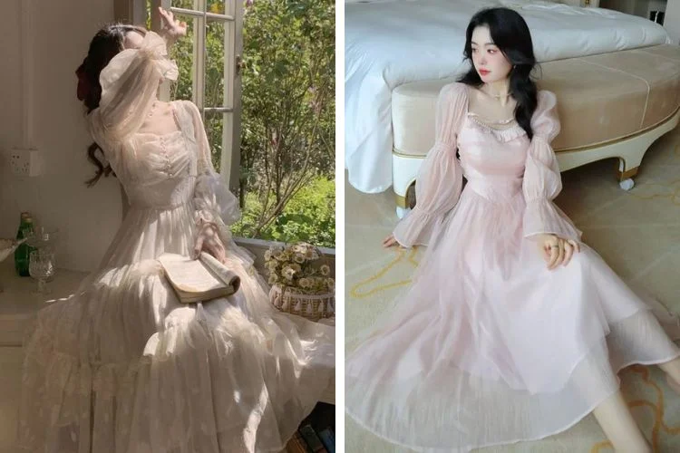 những mẫu đầm xòe sang trọng - mẫu 47
