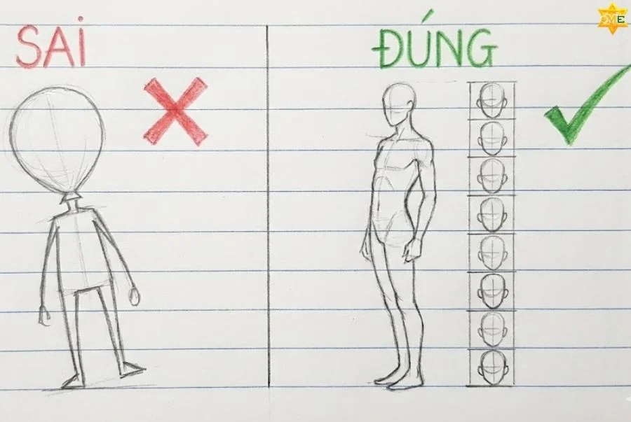 3 bước vẽ dáng người đơn giản lớp 8 đẹp chuẩn tỷ lệ vàng (3)