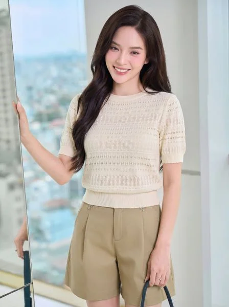 Áo sợi cotton icesilk tay cộc cổ tròn bo gấu
