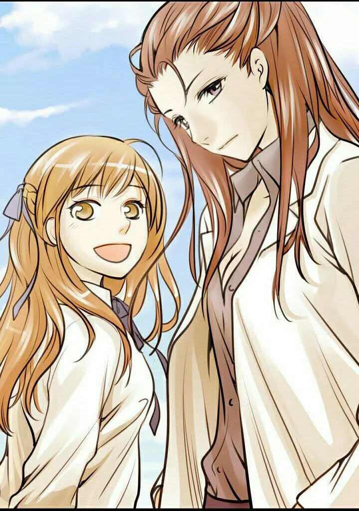 Truyện tranh GL với hai cô gái anime tóc nâu đứng cạnh nhau dưới bầu trời xanh