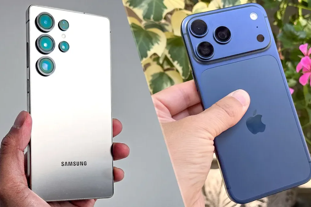 Hình ảnh so sánh điện thoại Samsung với concept màu iPhone 17 Pro Max mới nhất.