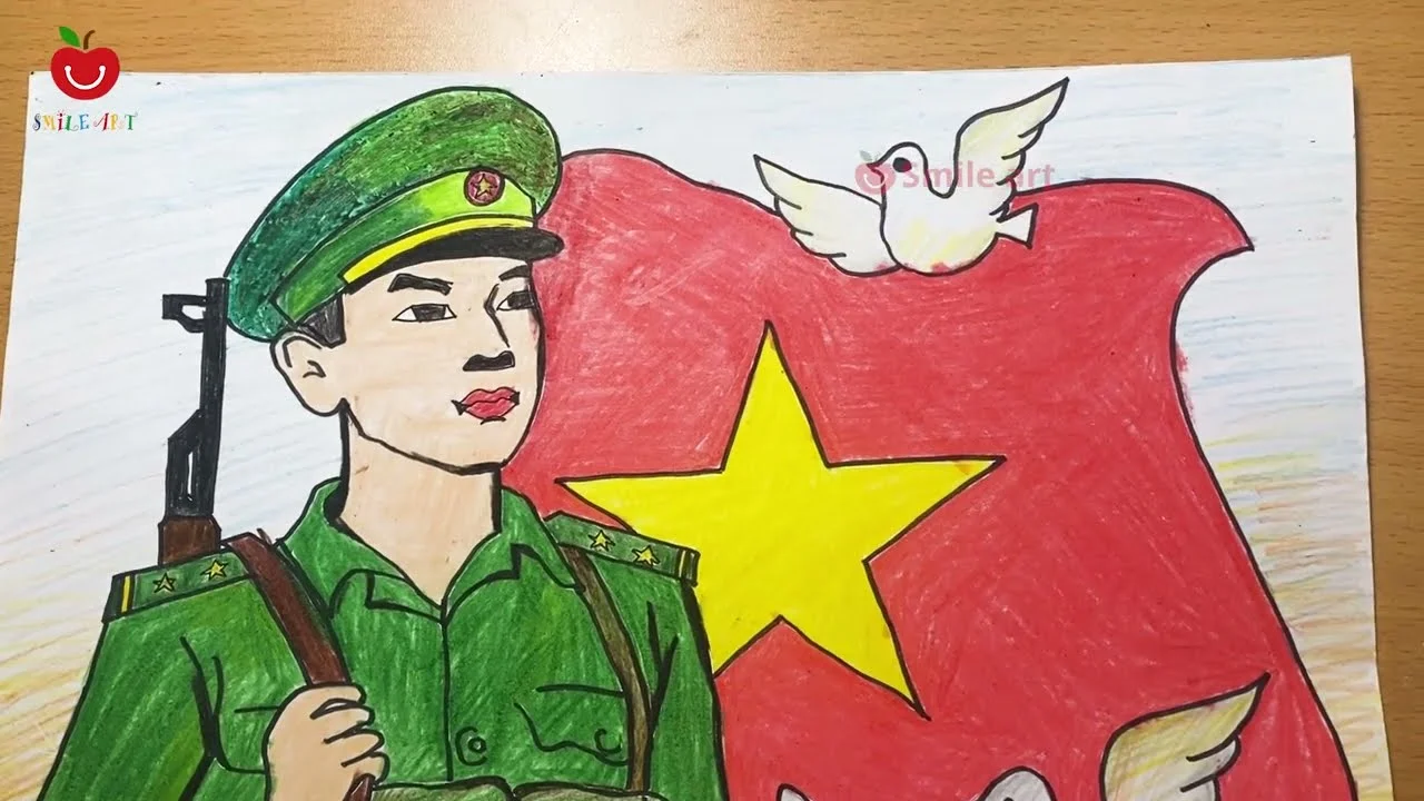 Vẽ chú bộ đội | Vẽ chân dung chú bộ đội| Vẽ lực lượng vũ trang nhân dân | Bộ đội cụ hồ #smileart