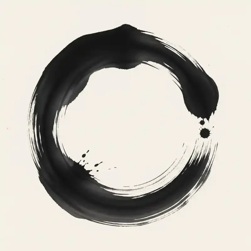 Tranh thủy mặc vòng tròn Thiền mực đen Zen minimalism
